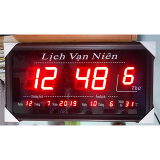 Đồng hồ vạn niên - Đèn Led - khung gỗ - Khổ 36x67cm