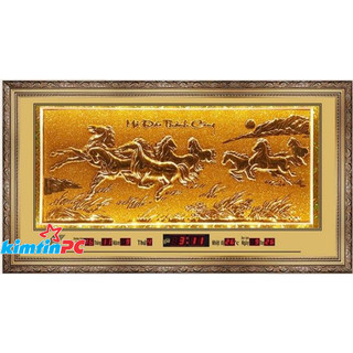Lịch vạn niên – Tranh đá xi vàng – Đồng hồ - Khổ 55x100cm  - mã 872