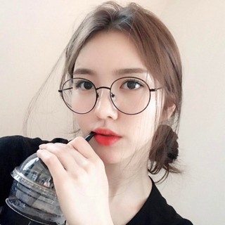 Mắt Kính Giả Cận Nam Nữ Gọng Kính Thời Trang Mặt Tròn Thay Được Tròng Cận- BẦU ĐEN