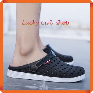 Giày Sandal Nam Dép Quai Hậu Bít Đầu PVC Dẻo Siêu Êm Chống Thấm Nước Size 40-44 - Lucky Girl shop