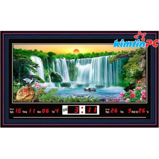 Lịch vạn niên - tranh suối chuyển động - đồng hồ điện tử - cao 36cm dài 59cm - mã 1110