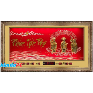 Lịch vạn niên – Tranh đá xi vàng – Đồng hồ - Khổ 55x100cm - mã 893