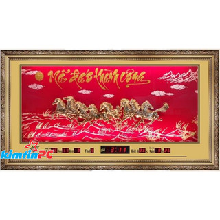 Lịch vạn niên – Tranh đá xi vàng – Đồng hồ - Khổ 55x100cm - mã 892