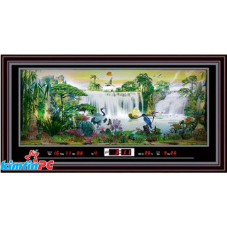 Đồng hồ vạn niên - Tranh Trôi 2 hình -  55x100cm - mã 850