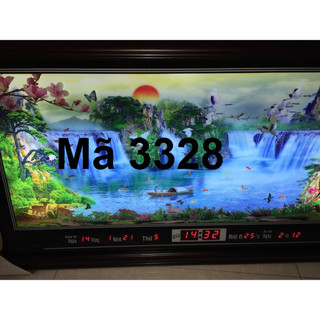 Đồng hồ vạn niên - Tranh đèn Suối chảy 2 tầng  - khổ 55x100cm – mã 3328