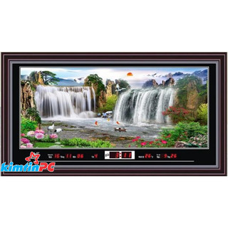 Lịch vạn niên điện tử – tranh suối – đồng hồ - khổ 55x100cm - mã 3359