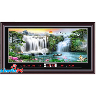 Lịch vạn niên điện tử – tranh suối – đồng hồ - khổ 55x100cm - mã 3351