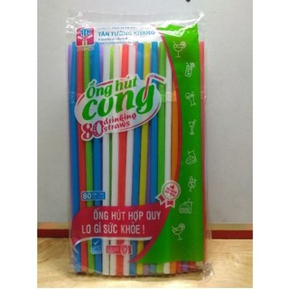 Ống hút cong nhựa màu sử dụng 1 lần, đầu cong, dễ sử dụng