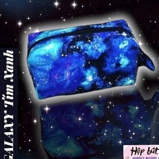 Túi bút bigsize galaxy tím xanh