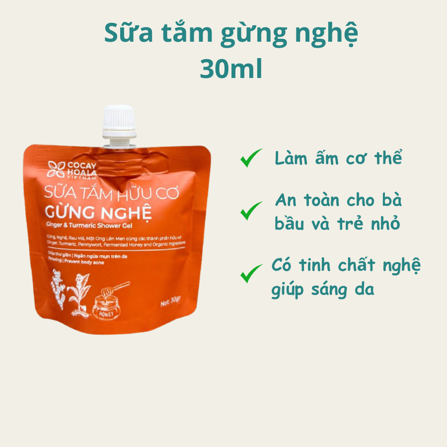 Set mini du lịch có dầu gội gừng sả, sữa tắm gừng nghệ, sửa rửa mặt, dung dịch vệ sinh Cỏ Cây Hoa Lá