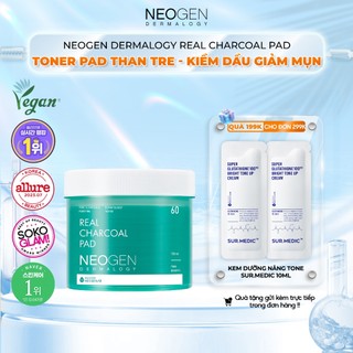 Toner Pad Than Tre Kiềm Dầu, Giảm Mụn Neogen Dermalogy Real Charcoal 60Miếng