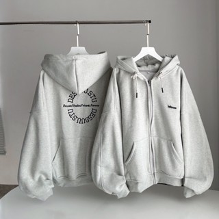 Áo Hoodie Zip Thêu Dessuu Form Rộng Nam Nữ Unisex , Áo Khoác Nỉ Hoodie Zip Xám Tiêu Mũ Trùm 2 Lớp Nam Nữ Mặc Đều Đẹp