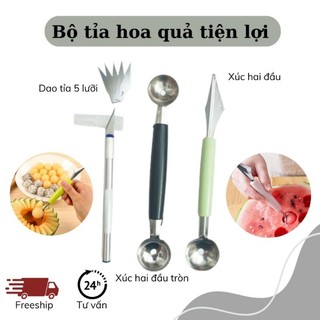 Cây xúc hai đầu, bộ tỉa hoa quả 3 món tiện lợi