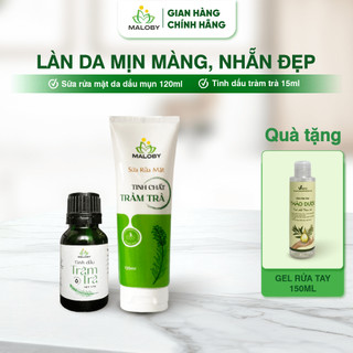 Combo Sữa Rửa Mặt Cho Da Dầu Mụn 120ml Và Tinh Dầu Tràm Trà 15ml và 30ml MALOBY Tự Tin Tỏa Sáng