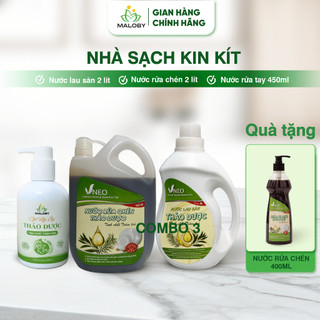 Combo Nước Lau Sàn, Nước Rửa Chén 2L, Nước Rửa Tay 450ml MALOBY Cho Nhà Sạch Khuẩn Từ Tinh Chất Tràm Trà Thơm Mát T450ml