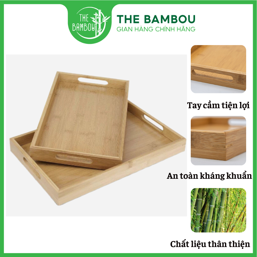 Khay gỗ decor Bambou khay gỗ đựng đồ ăn cách nhiệt phục vụ nhà hàng, quán ăn cao cấp