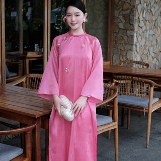 Áo Dài Uyển Trà - EDINI - A1660 - Hồng