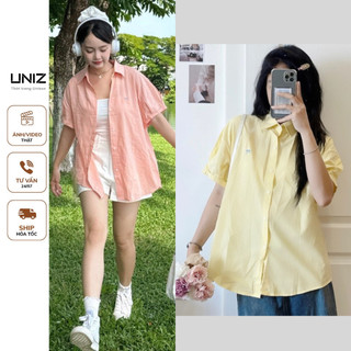  Áo sơ mi nữ chất thô mềm thêu nơ UNIZ SM6572theuno p6k10 
