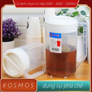 Ca bình nhựa có nắp 2,5L, 3L, 5.5L đựng trà chờ, trà sữa, pha chế làm bánh tiện lợi