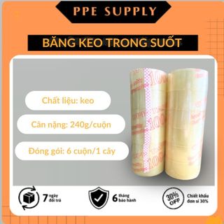 Combo 1 cuộn băng keo trong 5cm 1.4kg 100y - băng keo, băng dính giá siêu rẻ - ppessuppy