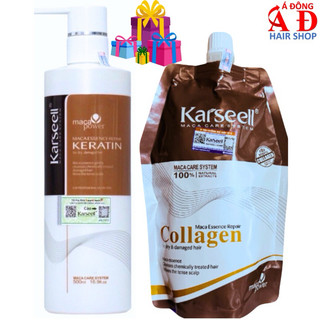 Bộ phục hồi Keratin Collagen Karseell kết hợp phục hồi thần tốc tóc hư tổn 500ml