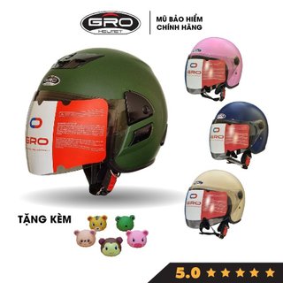  Mũ bảo hiểm 3 4 đầu GRO VO  V2  ,818 chụp tai có kính dài chắn gió chính hãng bảo hành 12 tháng cao cấp cho nam nữ 