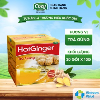 Trà Gừng Cozy Hòa Tan Hot Ginger (200gr - 20gói) Hương Vị Cay Ngọt Hỗ Trợ Làm Ấm Cơ Thể Tăng Cường Hệ Miễn Dịch