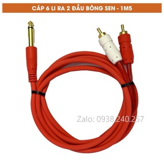 Dây cáp âm thanh 6 li 6.5 ra 2 đầu rca dài 1.5m , dây cáp tín hiệu av