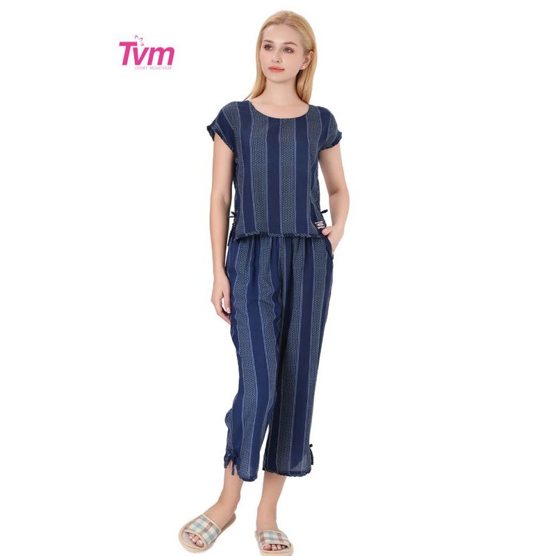 Bộ dài nữ ngắn tay B658 Tvm Luxury Homewear, chất liệu tole hàn