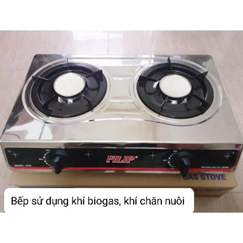 Bếp bioga đôi mặt inox ( sử dụng khí biogas sinh học, khí chăn nuôi)