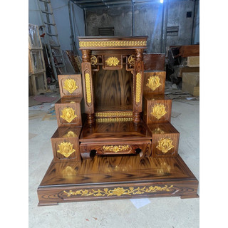 Ban thờ thần tài kiểu dáng hiện đại cột khắc đồng xu dát vàng tài lộc cỡ to