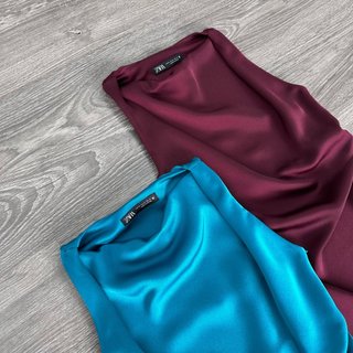 Đầm MiDi Lụa ZR Cổ Đổ Nhún Sườn KAMI