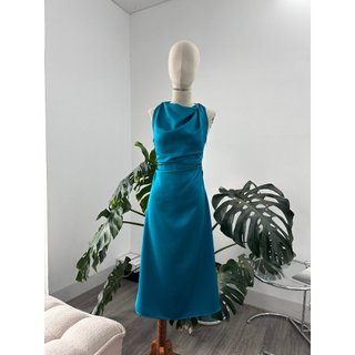 Đầm MiDi Lụa ZR Cổ Đổ Nhún Sườn KAMI