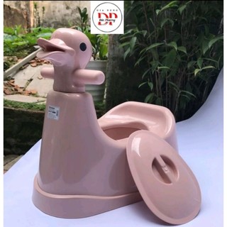 Bô vệ sinh hình vịt đáng yêu cho bé có nắp và khay rút