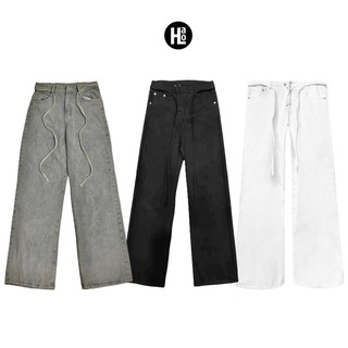 Jeans trắng dây thừng - quần jeans wash ống rộng phong cách y2k cực chiến unisex