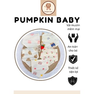 Set 5 yếm tam giác xô muslin, yếm muslin cho bé, yếm giữ ấm cổ cho bé, yếm tam giác cho bé