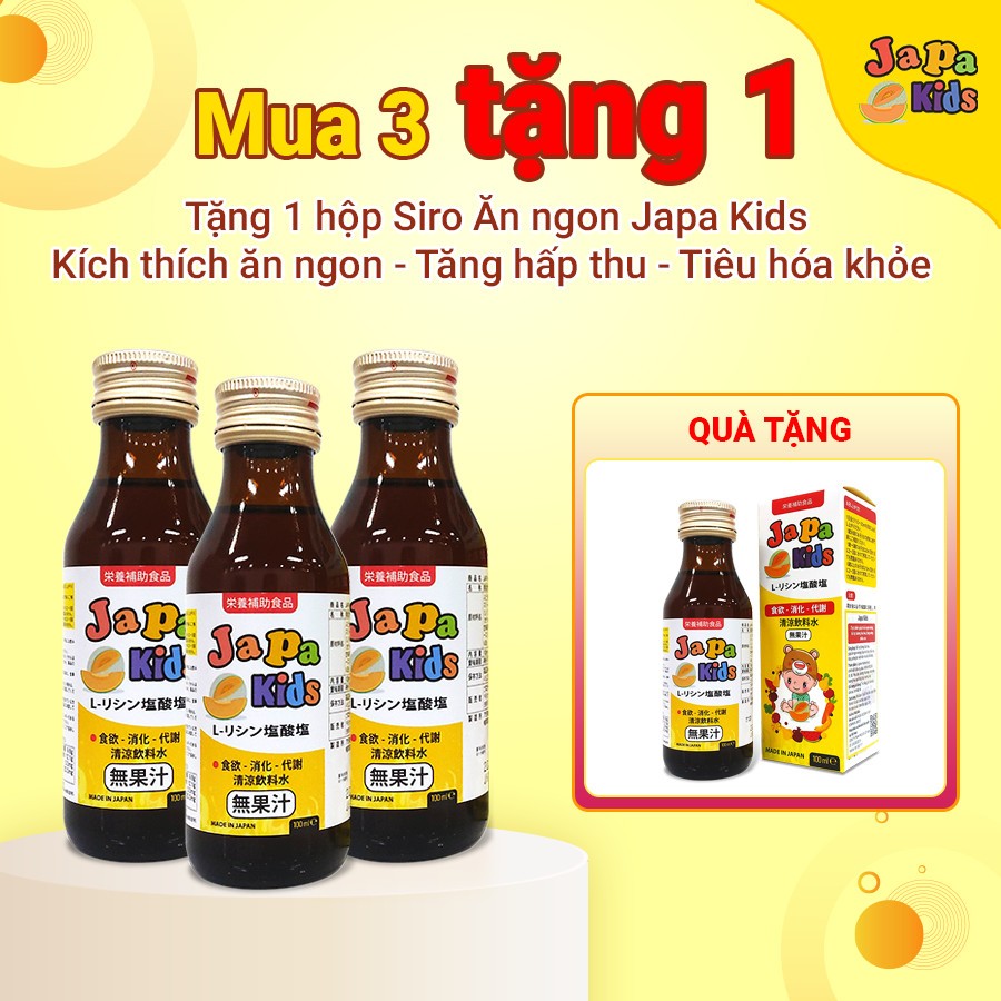 [Combo Mua 3 Tặng 1] Siro Ăn Ngon Cho Bé Japa Kids Chính Hãng Hỗ Trợ Bé Tăng Cân 100ml