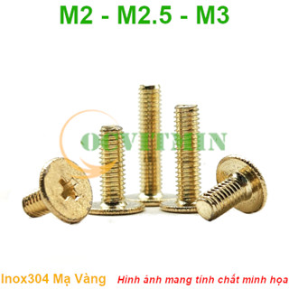 CM2V# - Ốc Bake Đầu Dẹp Mỏng M2 M2.5 M3 Inox 304 Mạ Màu Vàng