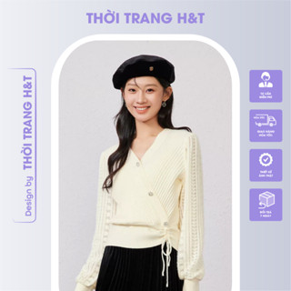 Áo Len Tăm Cổ V Dài Tay Phối Ren Bánh Bèo Chất Len Mỏng Nhẹ Mùa Thu Đông Thời Trang K25