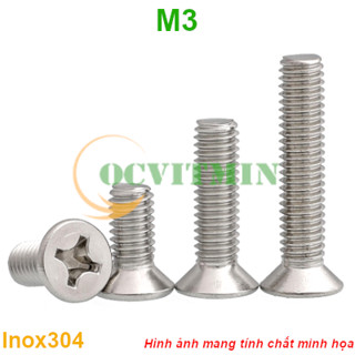 KM3I# - Ốc Vít Bake Đầu Bằng M3 Inox 304 Hơi Hút Nam Châm
