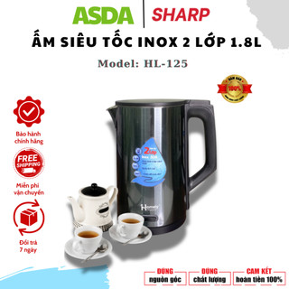  Ấm siêu tốc I-nox hai lớp chống bỏng Homely HL - 126 cao cấp kiểu dáng hiện đại  thiết kế an toàn. 
