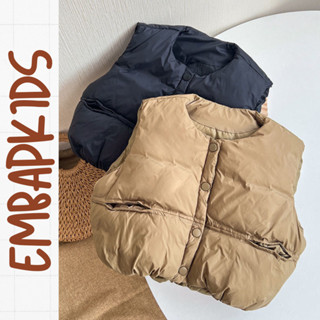 Áo khoác phao gile cúc bấm cho bé, áo phao gile dành cho bé trai và bé gái