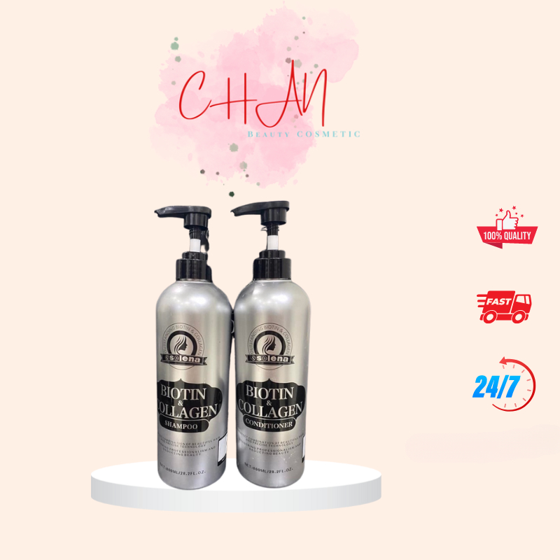 Cặp Dầu Gội Xả Biotin Collagen Selena | Giảm Rụng Tóc,Phục Hồi Tóc Khô Xơ, Hư Tổn