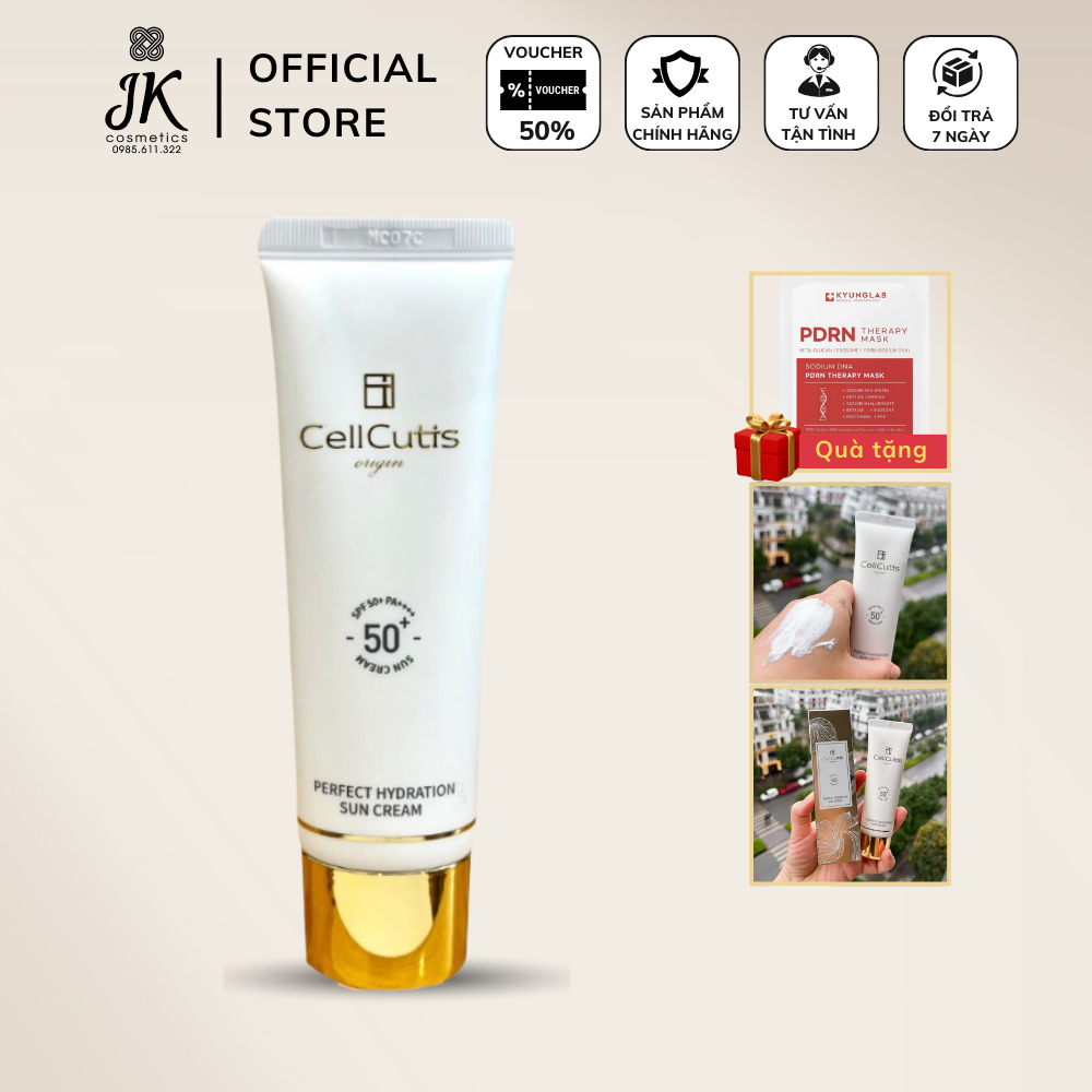 Kem chống nắng tế bào gốc 6 màng lọc kép dưỡng trắng, kiềm dầu, phục hồi da Cellcutis - JK Auth Cosm
