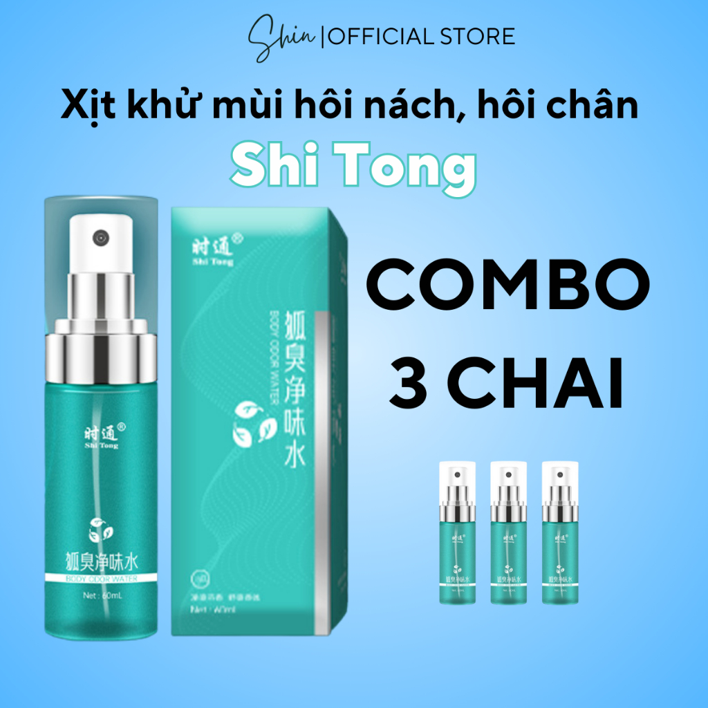 [Combo 3 Chai] Xịt Khử Mùi Shi Tong Chính Hãng 60ml Ngăn Mùi Hôi Nách Hôi Chân, Giảm Mồ Hôi Nam Nữ N