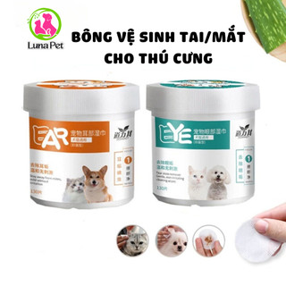 Khăn lau mắt và tai cho chó mèo Luna Pet - Bông vệ sinh tai mắt bẩn cho thú cưng