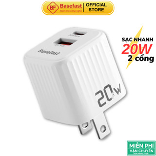 Củ sạc nhanh 20W 2 cổng Basefast cốc sạc nhỏ gọn chống quá tải nhiệt cho iP xr 11 12 13 14 pro max