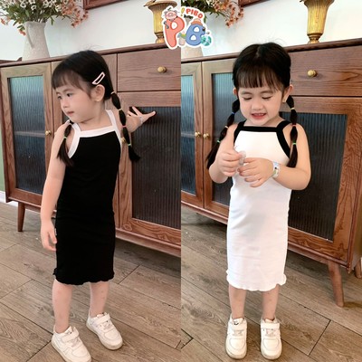 Váy 2 Dây Ôm Body Vải Zip Lé Màu Rua Cho Bé- BabyBoo_Pibo-VHDLR