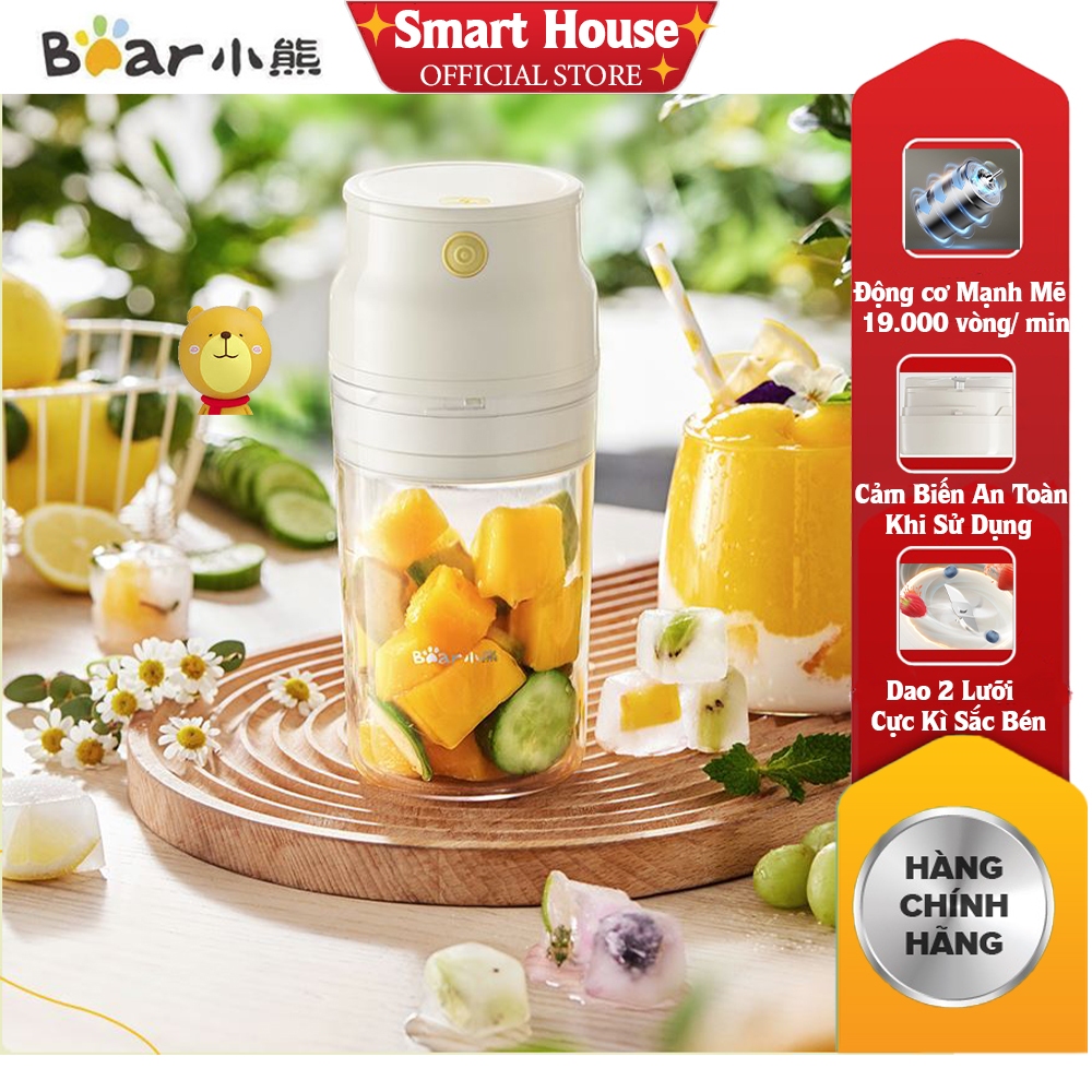 Máy Xay Sinh Tố Cầm Tay Bear LLJ Q03H7 Dung Tích 300ML Dao 2 Lưỡi Tích Điện Dễ Mang Đi Tặng Sạc