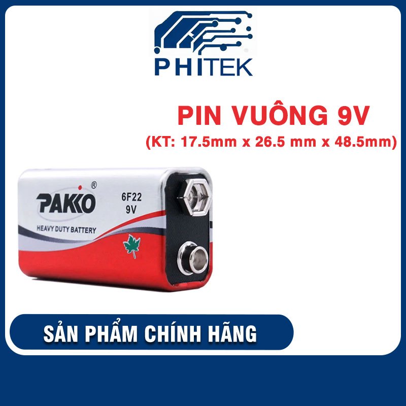 Pin vuông 6F22 9V Pakko cao cấp PHITEK